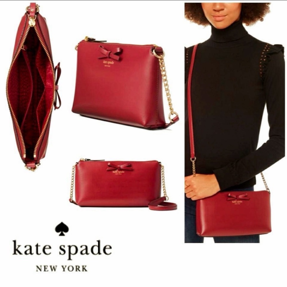 Kate Spade Red Crossbody Bag with Gold Chain